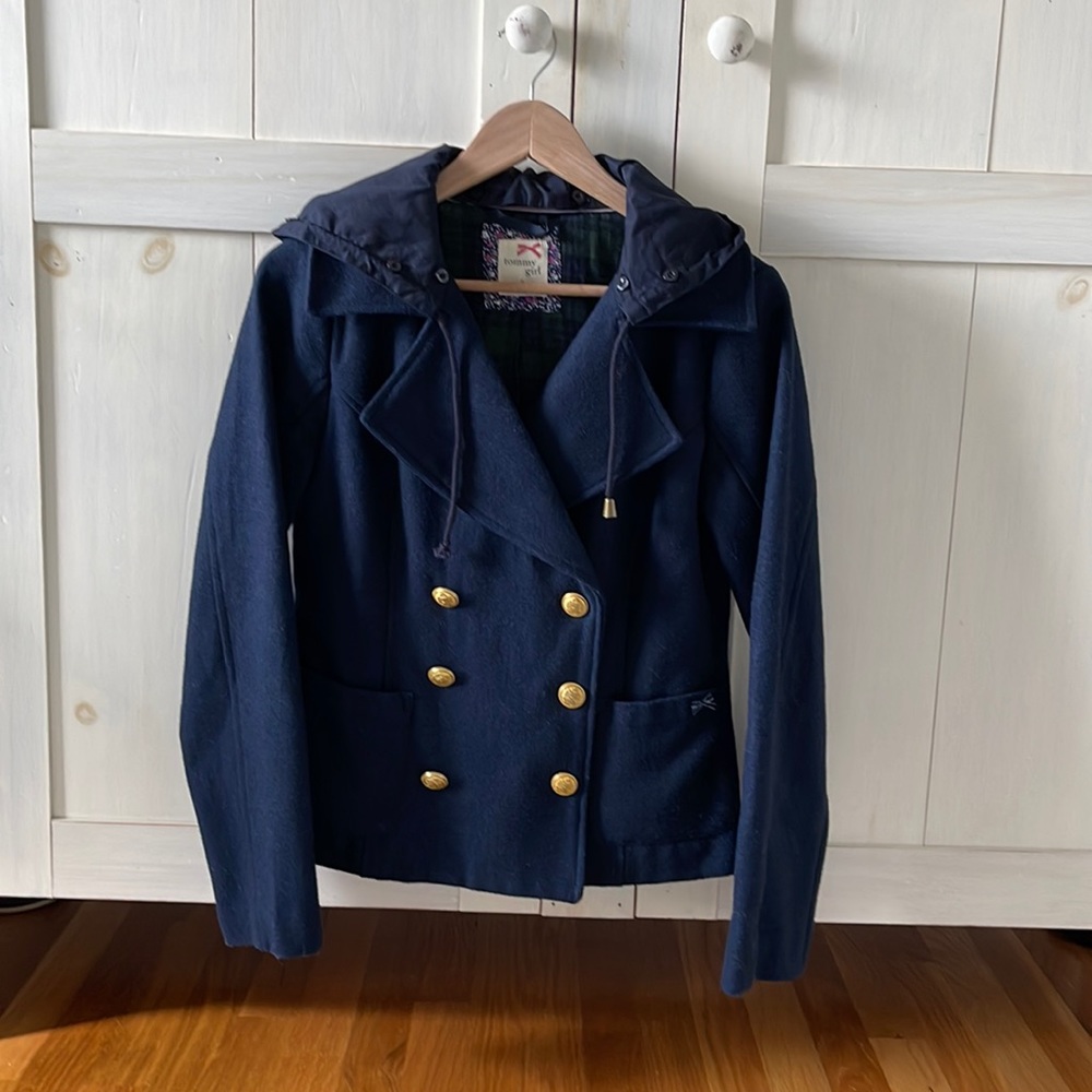 Double breasted wool blend coat